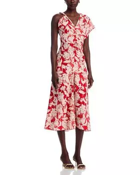 Асимметричное миди-платье с драпировкой Victoria Beckham, красный