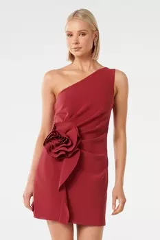 Асимметричное мини платье Arabella с розеткой Forever New, красный