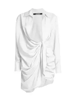 Асимметричное мини-платье Bahia с драпировкой Jacquemus, белый