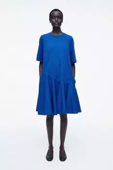 Асимметричное мини-платье-футболка COS, кобальтовый