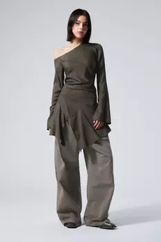 Асимметричное мини-платье с длинными рукавами Weekday, серый