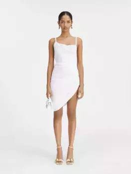 Асимметричное мини-платье с драпировкой Саудад Jacquemus, белый