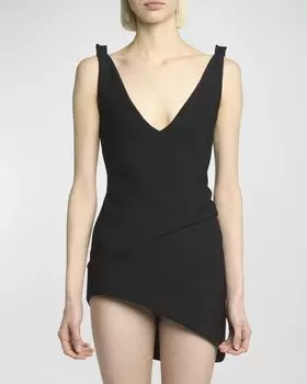 Асимметричное мини-платье с V-образным вырезом JW Anderson, цвет Black