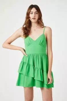 Асимметричное многоярусное мини-платье Forever 21, зеленый
