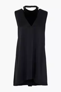 Асимметричное многослойное мини-платье из кованого атласа и бархата VALENTINO GARAVANI, черный