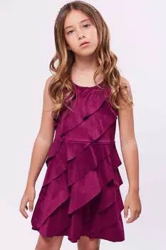Асимметричное многоуровневое платье без рукавов из замши с оборками для девочек Hannah Banana, фуксия