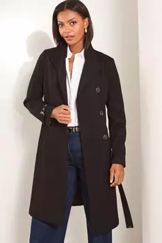 Асимметричное пальто с поясом Lipsy, черный