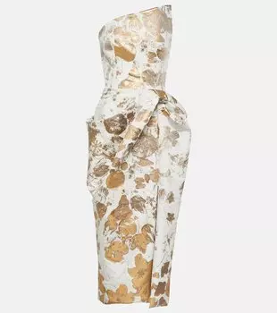 Асимметричное парчовое платье Alexander Mcqueen, золото