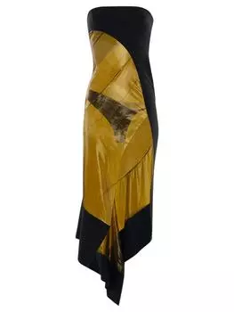 Асимметричное платье без бретелек Mugler, желтый