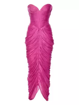 Асимметричное платье без бретелек с драпировкой Ana Radu, розовый