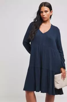 Асимметричное платье халат в рубчик Simply Be, синий