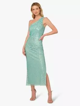 Асимметричное платье из цветочного бисера Adrianna Papell, цвет Aqua Blue
