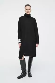 Асимметричное платье из мериносовой шерсти COS, черный