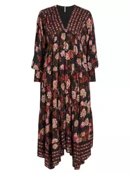 Асимметричное платье макси Rows Of Roses Free People, черный
