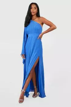 Асимметричное платье макси с экстремальными рукавами Boohoo, кобальтовый