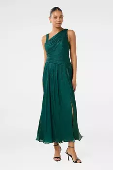Асимметричное платье макси с металлическим отливом Nya Forever New, зеленый