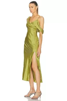 Асимметричное платье миди Finley с драпировкой Nicholas, цвет Moss