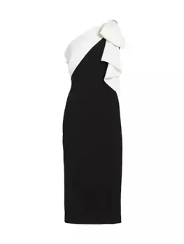 Асимметричное платье миди из крепа Shane Sachin & Babi, цвет ivory black