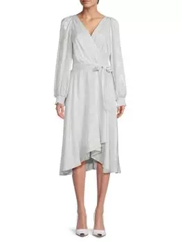 Асимметричное платье миди с искусственным запахом Dkny, цвет Vapor Blue