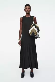 Асимметричное платье-миди с оборками COS, черный