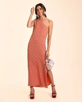 Асимметричное платье миди с разрезом The-Are, оранжевый