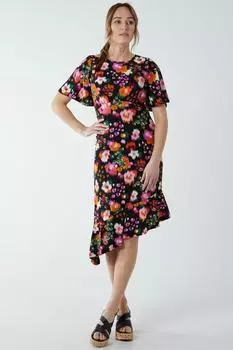 Асимметричное платье миди с рукавами ангела Blue Vanilla, черный