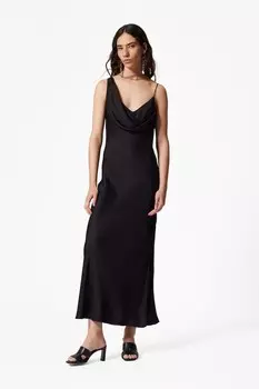 Асимметричное платье миди с воротником хомутом & Other Stories, черный