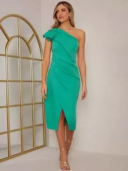 Асимметричное платье миди с запахом Chi Chi London, зеленый