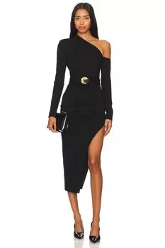 Асимметричное платье миди shiloh с открытыми плечами Nicholas, черный