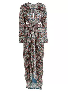 Асимметричное платье Nina Charmeuse с вырезами Beatriz Camacho, синий