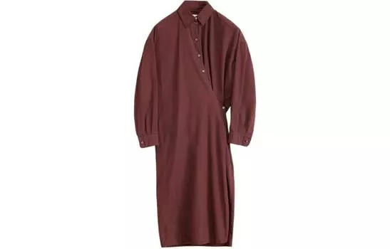 Асимметричное платье-рубашка миди Lemaire, красно-коричневый