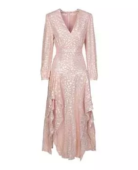 Асимметричное платье с анималистичным принтом Stella McCartney, цвет ballet pink