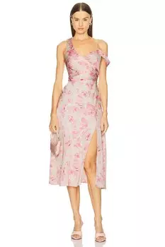 Асимметричное платье с драпировкой на талии Astr The Label, pink watercolor floral