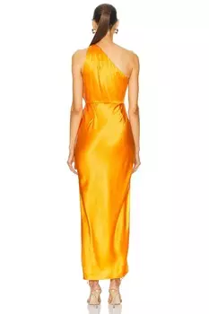Асимметричное платье с драпировкой The Sei, цвет Mango