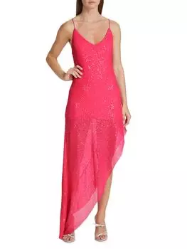 Асимметричное платье с пайетками Rotate Birger Christensen, розовый