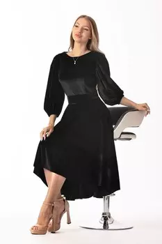 Асимметричное платье с рукавами-фонариками Camissi, черный