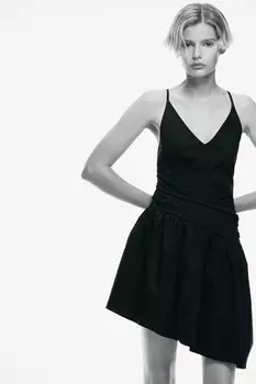 Асимметричное платье с вышивкой H&M, черный