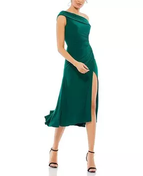 Асимметричное платье со сборками Mac Duggal, зеленый