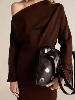 Асимметричное платье со сборкой ария Mango, коричневый