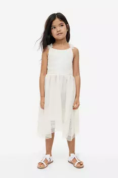 Асимметричное платье-юбка из тюля H&M, белый