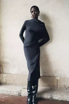 Асимметричное платье ZARA, сине-серый