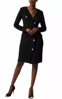 Асимметричное шелковистое трикотажное платье-блейзер черного цвета Joseph Ribkoff