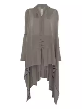 Асимметричное шерстяное пальто в рубчик Rick Owens, серый