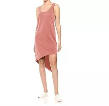 Асимметричное терракотовое платье-миди с перекрещивающимися бретелями на спине персикового цвета Splendid