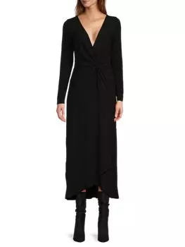 Асимметричное трикотажное платье макси с закрученной передней частью Area Stars, черный