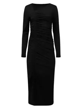 Асимметричное трикотажное платье-миди с присборенными краями Rachel Parcell, черный