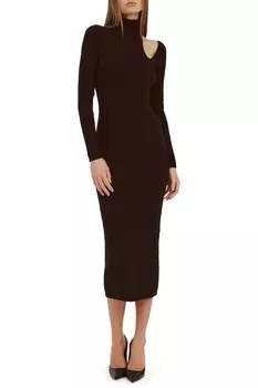 Асимметричное трикотажное платье Olesa Bardot, черный