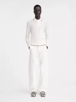 Асимметричное трикотажное поло JACQUEMUS The Tricot long-sleeve polo shirt, белый