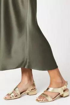 Асимметричные босоножки Sunita на низком блочном каблуке широкого кроя Wallis, бежевый