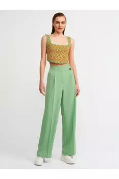 Асимметричные длинные брюки с талией-зеленый Dilvin